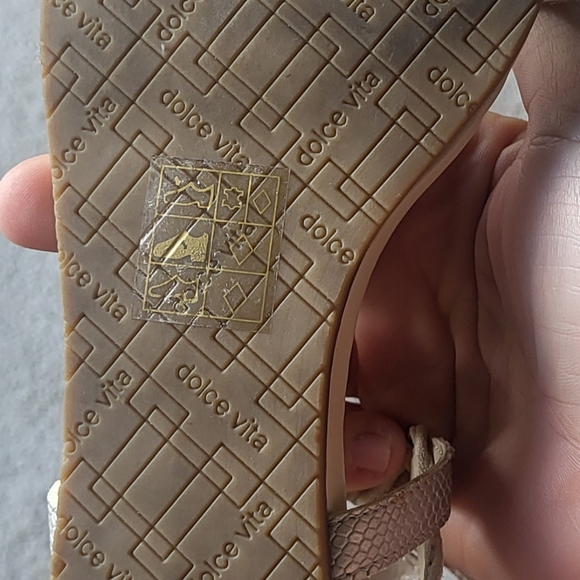 DOLCE VITA Beige and Faux Snake Tie Front Cage Gladiator Sandals Size 8 Flats - Picture 7 of 7